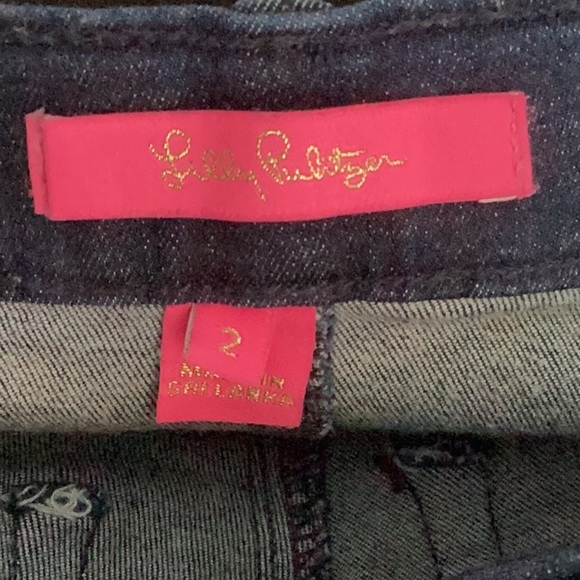 LILLY PULITZER DARK BLUE WASH SKINNY JEANS RAW HEM SIZE 2 - Picture 10 of 12